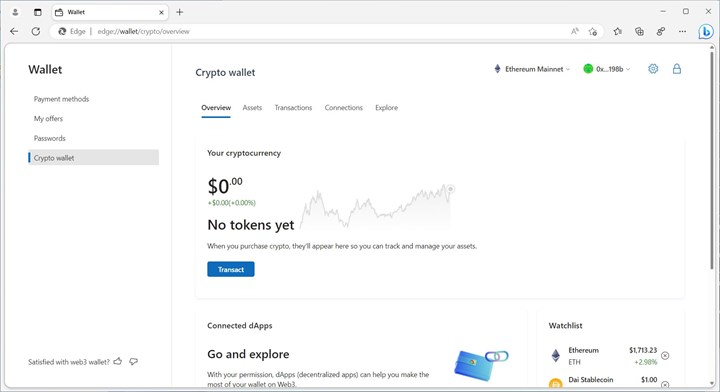 Microsoft Edge kripto para cüzdanı sunabilir