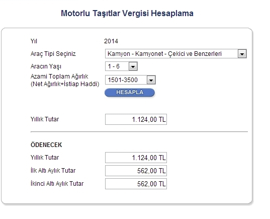  2014 Motorlu Taşıtlar Vergisi