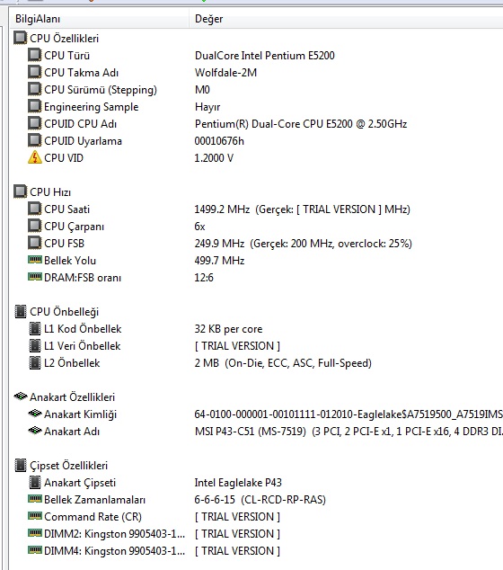  ddr3 rem 600 mhz olarak görünüyor??