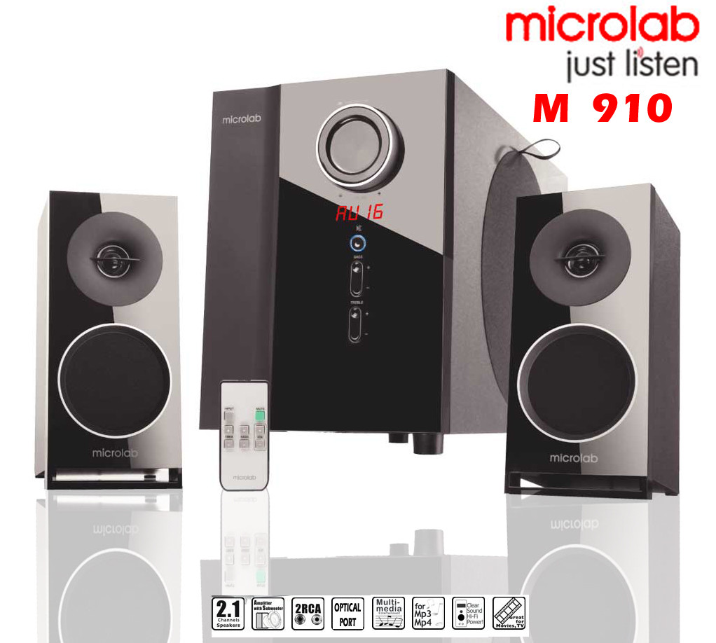  90Tl- Dijital (Optik ve Coax ) ve Aux çıkışlı Microlab M910 2.1 ses sistemi. Faturalı - Garantili - Kumanda-Dijital kontrol 