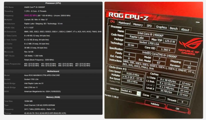 Intel rekor tazeledi: Core i9-14900K 9.1 GHz'e hız aşırtıldı