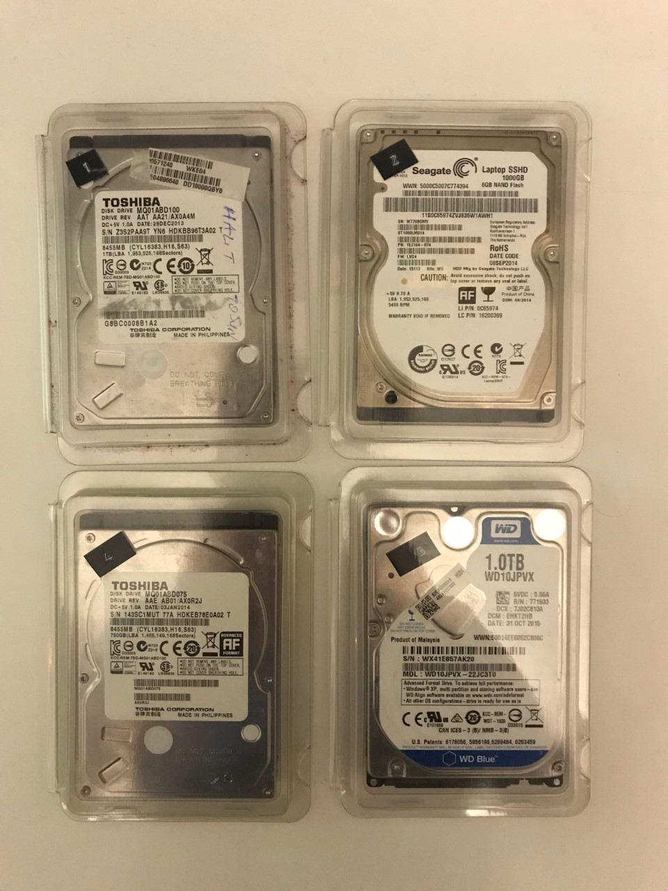 2.5 İNÇ 3 ADET 1TB - 1 ADET 750 GB - 4 ADET 2.5 HDD TOPLU SATIŞ 550 TL SON FİYAT!!