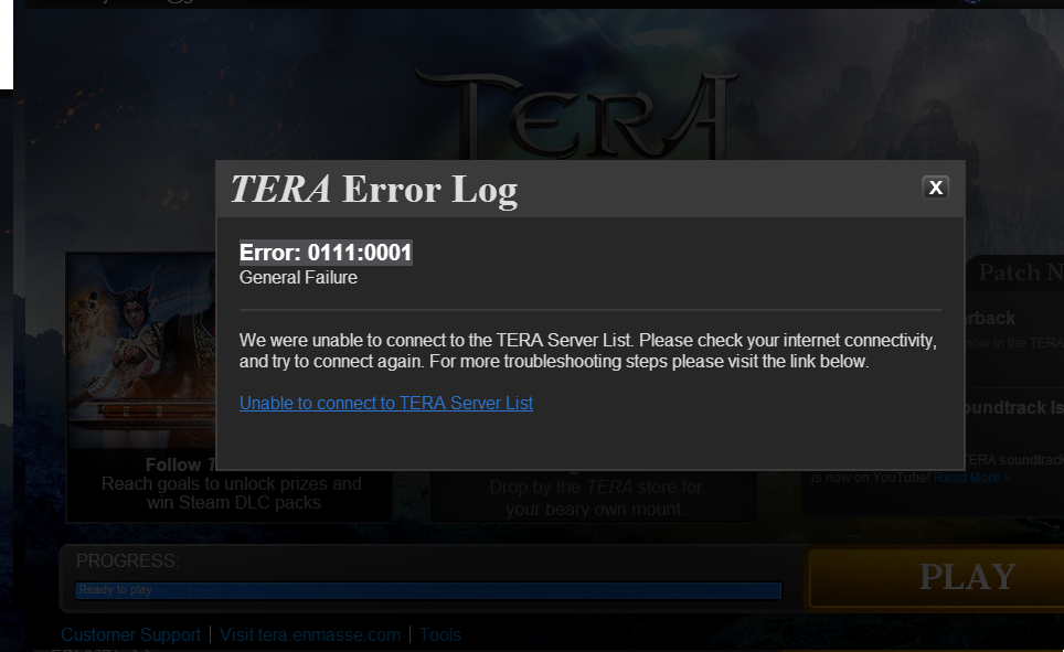  Tera Online Error: 0111:0001