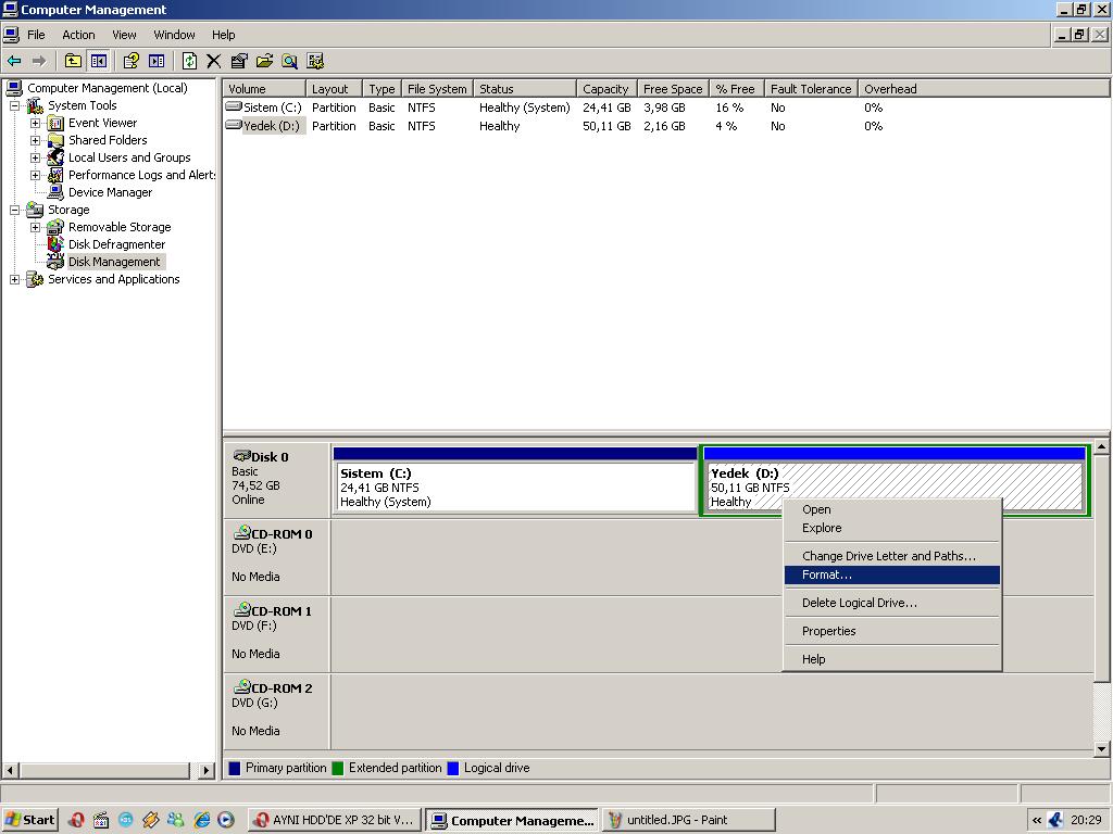  AYNI HDD'DE XP 32 bit  VE XP 64 bit OLUR MU?