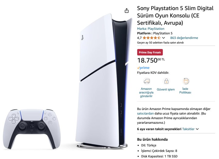 Amazon'da PS5 Slim 1 TB oyun konsolu indirime girdi!