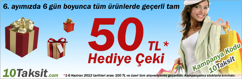  10taksit.com'dan herkese 50 TL hediye çeki