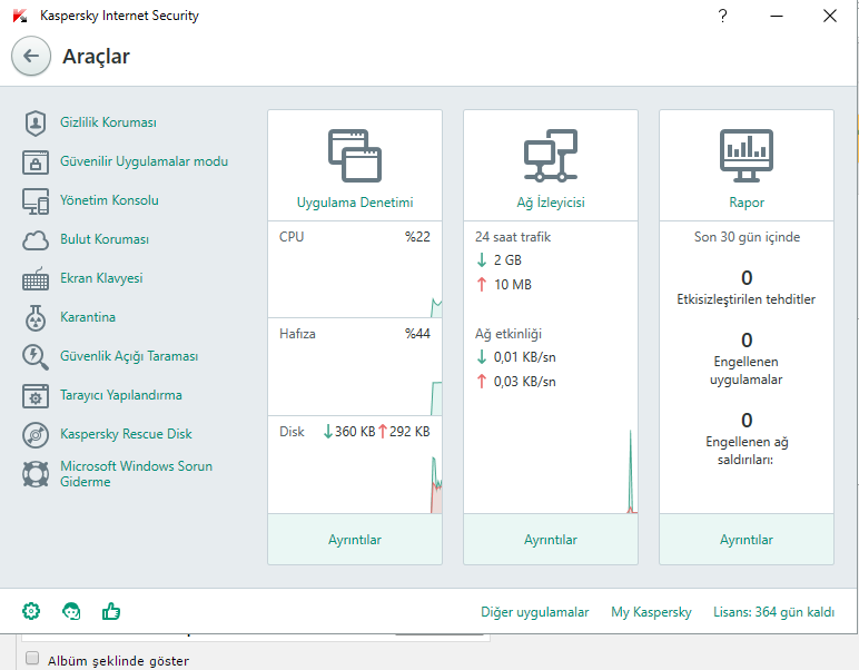 Kaspersky 3 Bilgisayar 1 yil lisans 18 TL