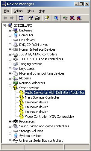audio device on high definition audio bus xp hp