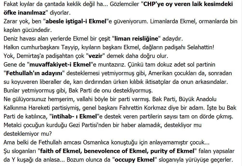  occupy ekmel (eğlenceli ve mükemmel bir yazı)