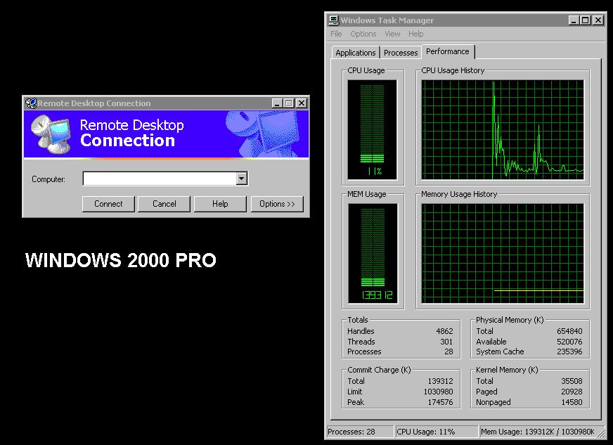  Windows 2000 Pro Remote Desktop (Uzak Masaüstü)