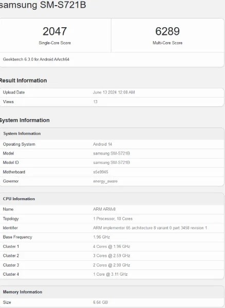 Samsung Galaxy S24 FE, Exynos 2400 ile Geekbench'te göründü