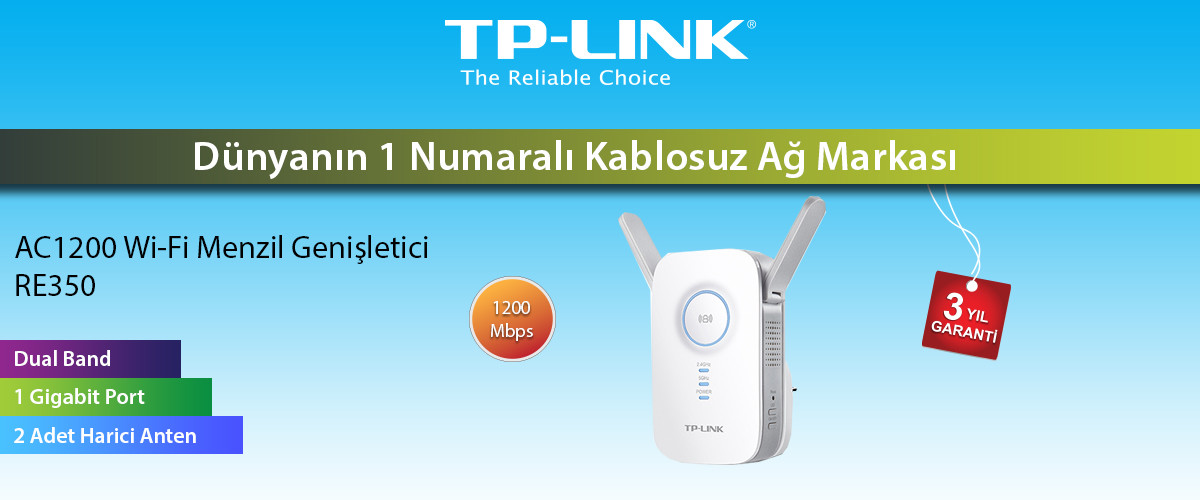 SATILIK - TP-LINK RE350 AC1200 Wi-Fi Menzil Genişletici