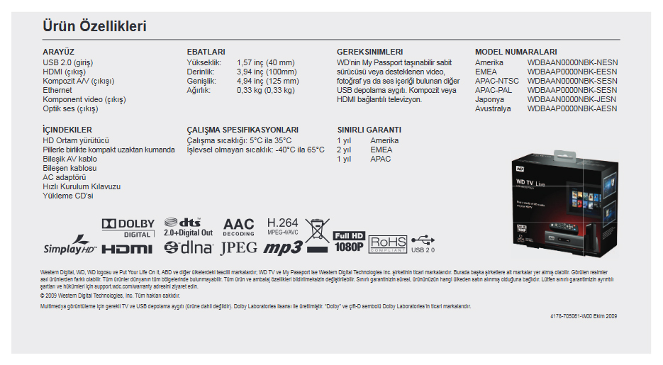 WD TV Live (Gen 2) [75 TL]