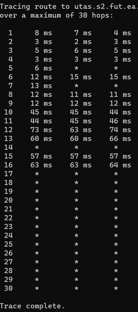 Fıfa adreslerine tracert testi - ping testi