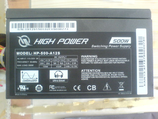 HIGH POWER HP-500-A12S 500W PSU 80+