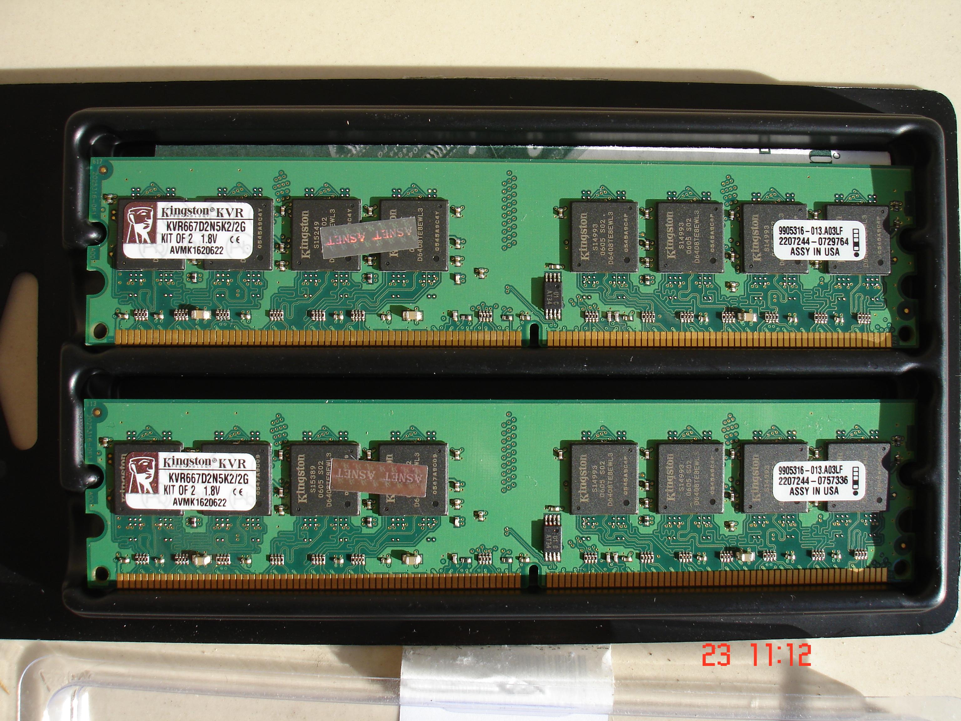  SATILIK DUAL KİT 2x1GB 667Mhz KINGSTON (ANKARAdan) RESİMLİ 340 YTL