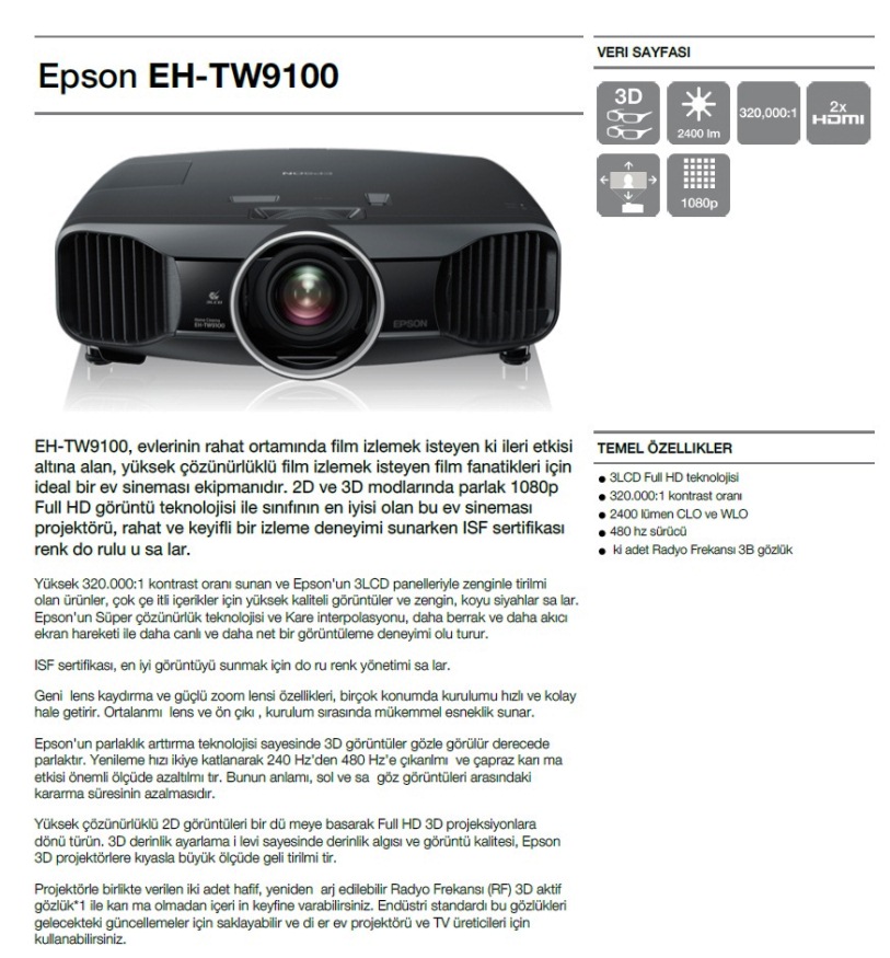 EPSON Projeksiyonları - ANA KONU - (1250+ Üye)