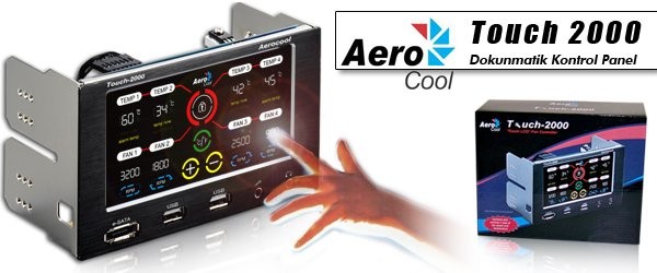  SATILIK AEROCOOL Touch 2000 Dokunmatik Lcd Ekranlı Fan Kontrol Paneli