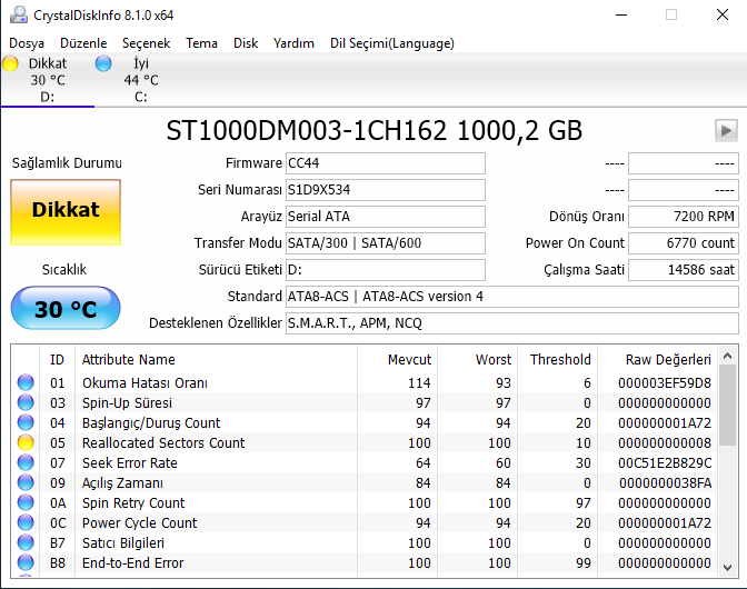 Seagate 1TB HDD 99TL