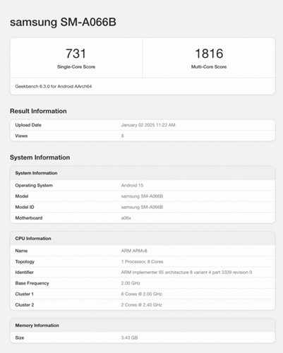 Samsung Galaxy A06 5G Geekbench'te ortaya çıktı: İşlemcisiyle fark yaratacak