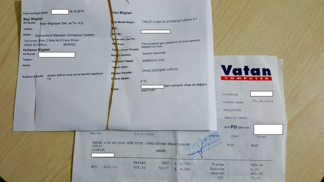 SIFIR KUTUSUNDA JELATİNİ AÇILMAMIŞ VATAN PC FATURALI REEDER A10İX AİR 9.7' 425 TL