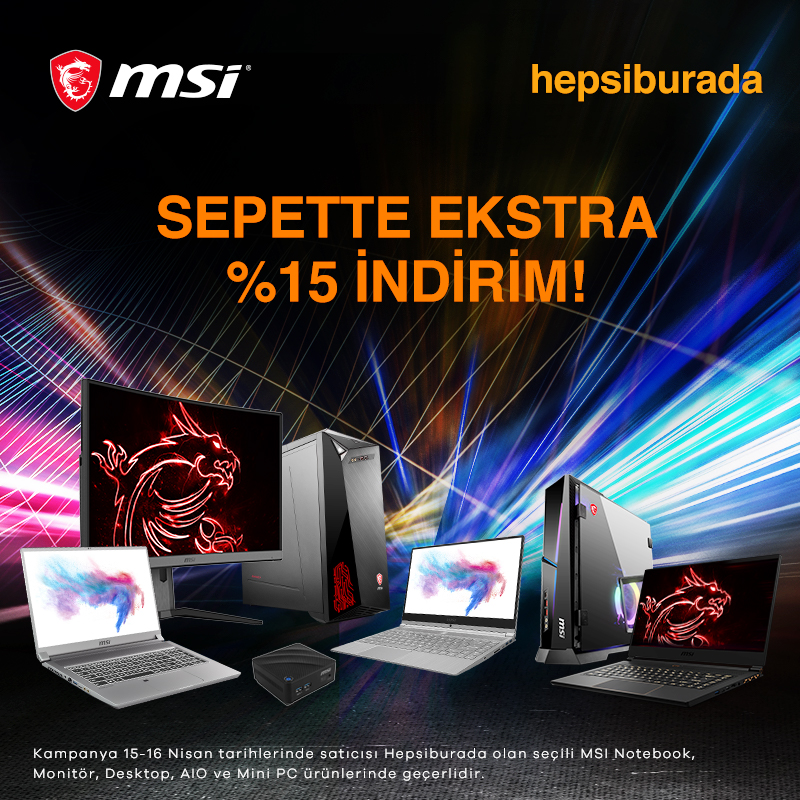 MSI Ürünlerinde Hepsiburada Sepette %15 İndirim Başladı!