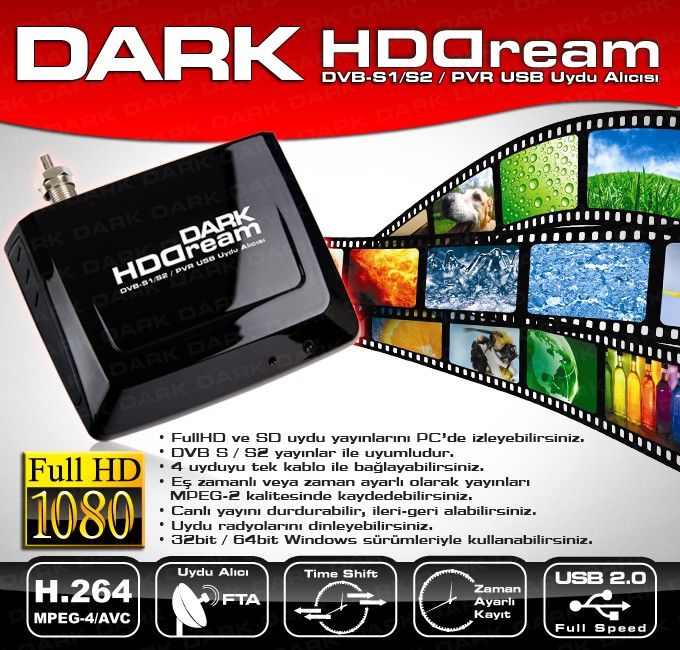  Dark HDDream Zaman Ayarlı Kayıt Özellikli Harici USB DVB S/S2 TV Kartı Kullanıcı yorumları