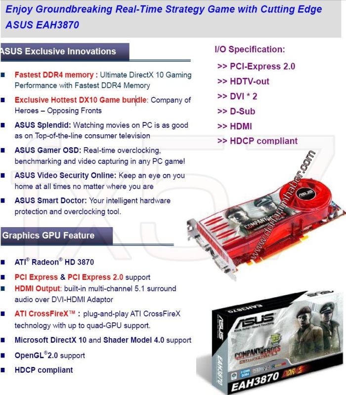  ## Asus Radeon HD 3870 Modelini Duyurdu ##