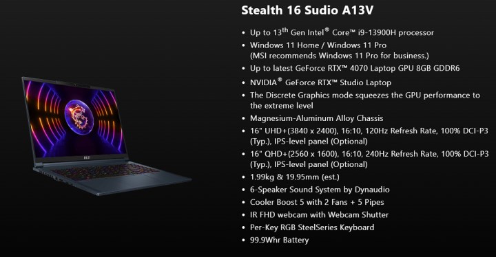 MSI Stealth Studio serisi tanıtıldı: İnce, hafif, şık ama oyun canavarı