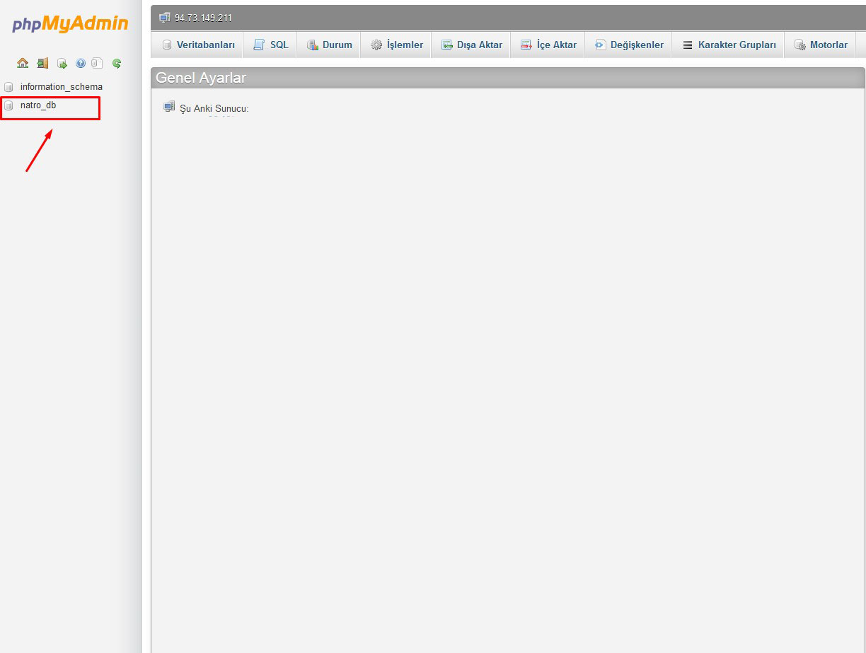  PHPMyAdmin'de Veritabanı Yedeği İçe Aktarma İşlemi