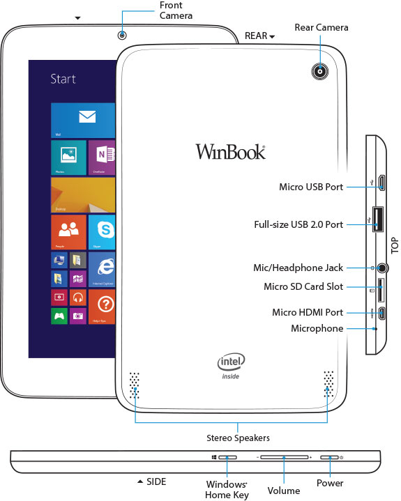  WinBook TW700 windows 8.1 Tablet - Black  60 $ (Yutdışı)