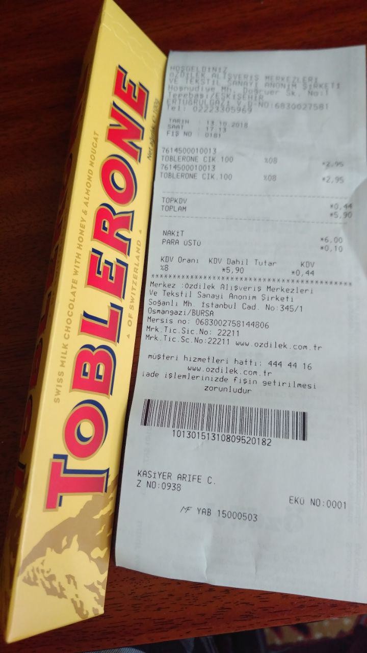 [ESKİŞEHİR/ÖZDİLEK] 100 GR TOBLERONE 2.95TL