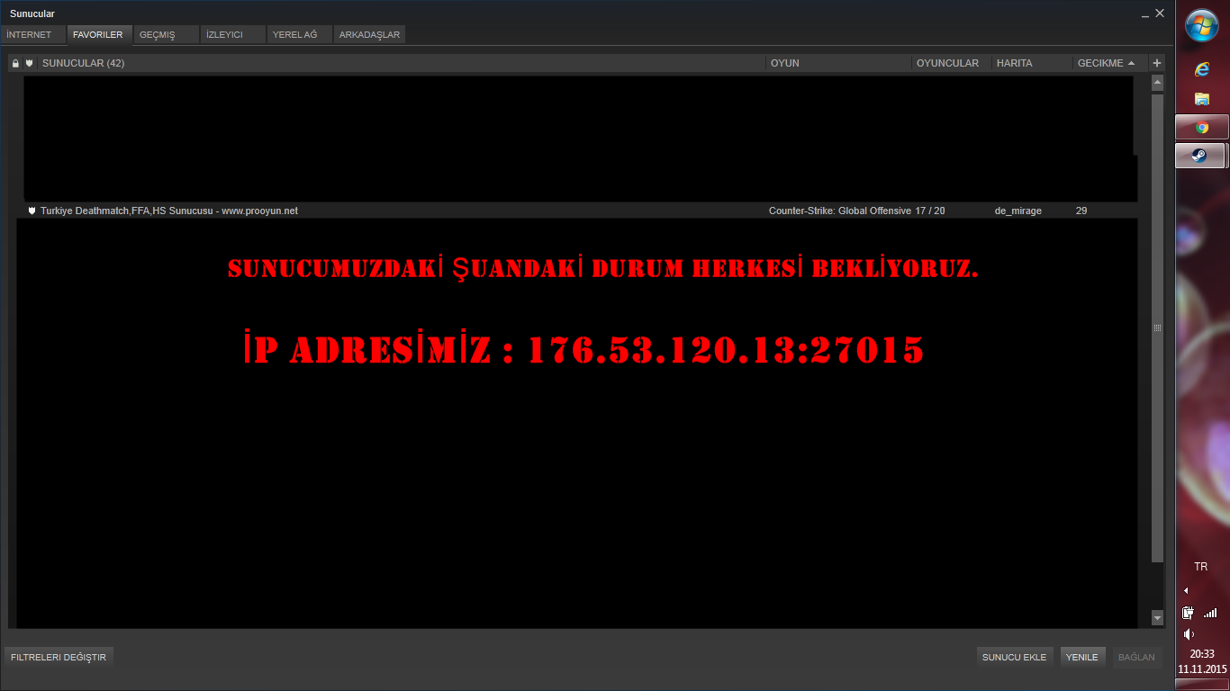  CS:GO Turkiye DeathMatch,HeadShot,FFA Server