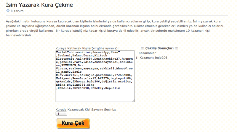  Turkcell 75 Tl / 185 Dk Çekilişi bitti kazanan bulo206 :)