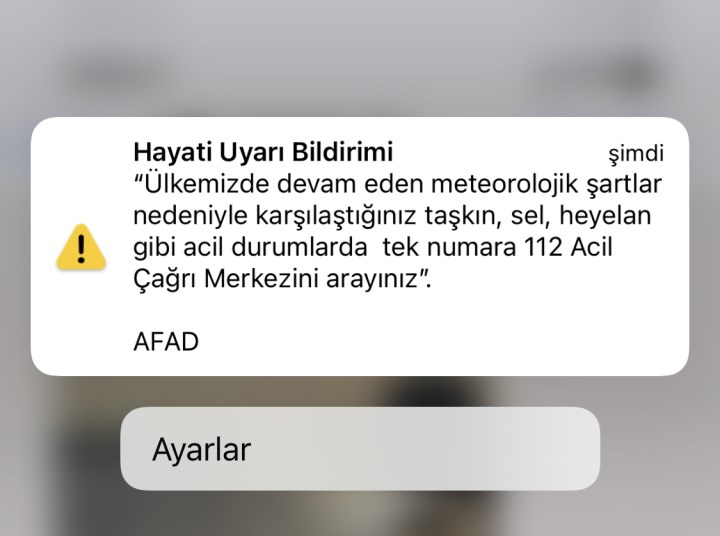 AFAD sürekli uyarı bildirimi yapmaya başladı