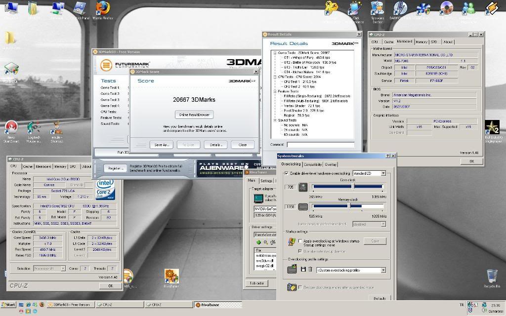  XFX - 8600GTS XXX ED  3dmark ve oc değerleri