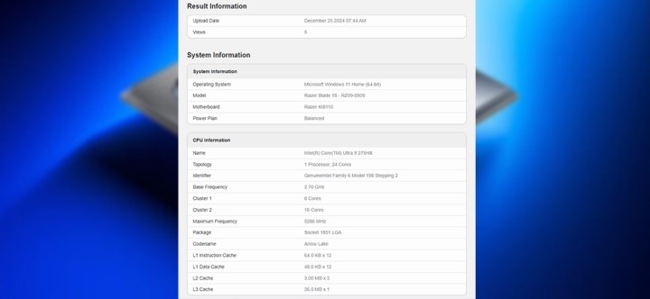 Intel Arrow Lake-HX işlemciler Geekbench'te göründü