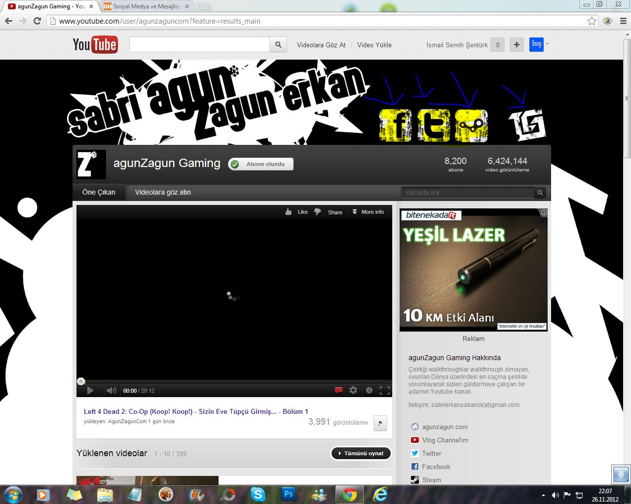  Youtubede Abone ol tuşunun yanına resim koyma ve Arka Plana link koyma