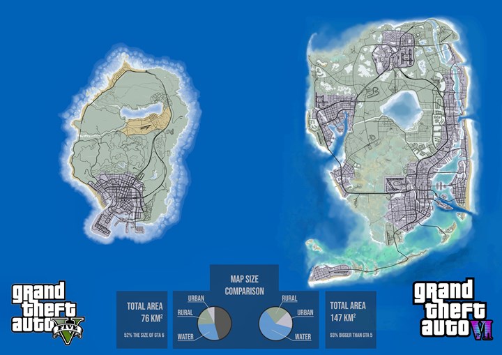 GTA 6 haritası sızdırıldı: GTA 5’e göre iki kat daha büyük!