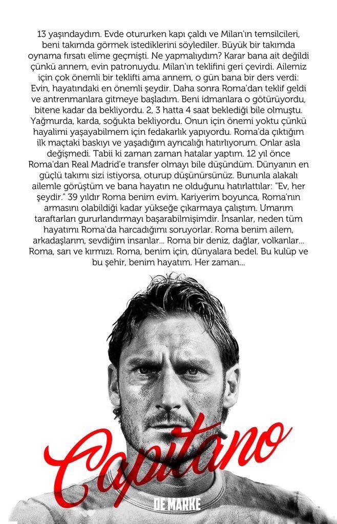  Totti'den Roma'ya veda mektubu..