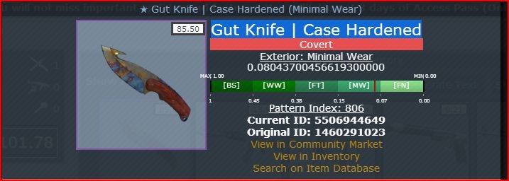  Satılık Gut Knife | Case Hardened MW