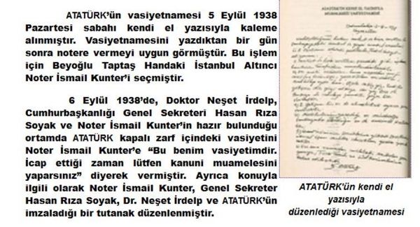  İşte Atatürk'ün el yazısıyla vasiyeti!