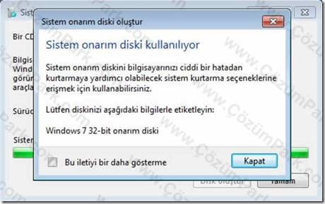  - Windows 7 Disk Görüntüsü(Image) Alma -