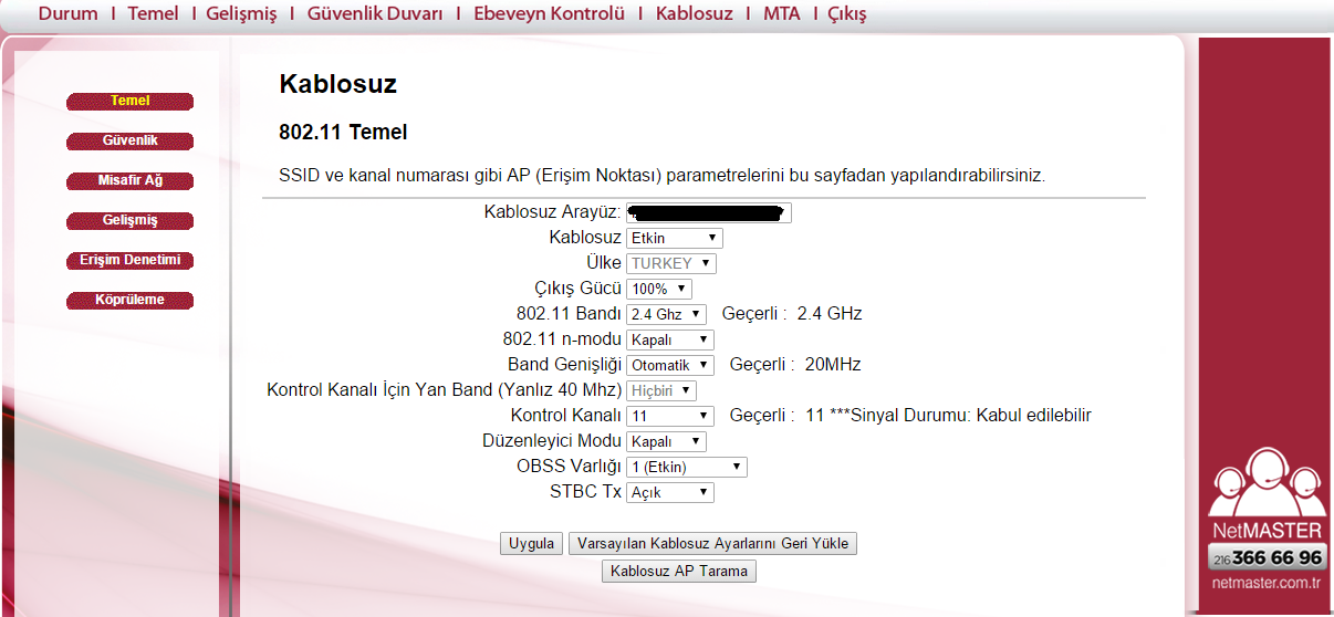  NetMASTER CBW-383ZN Kablosuz Wi-Fi Sorunu