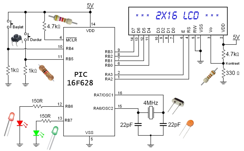  pic 16f628a lcd sönük yanıyor!!!