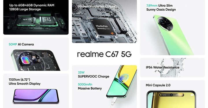 Uygun fiyata 120Hz ekran: Realme C67 5G tanıtıldı