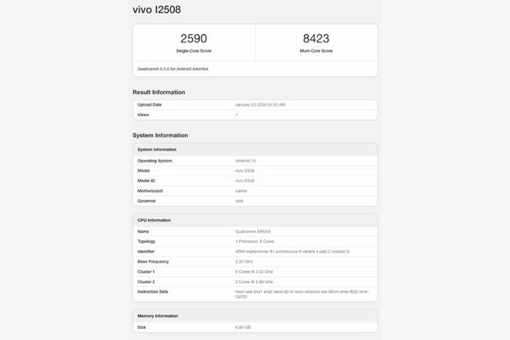 Snapdragon 8 Gen 5’li iQOO 15R Geekbench’te görüntülendi