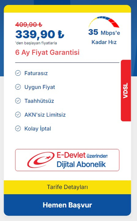 35 LİK TARİFE (350 Tl altı)