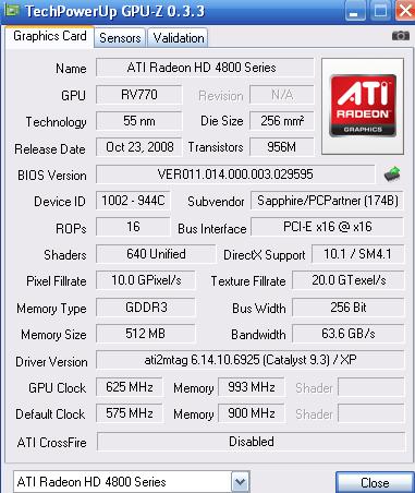 E6750 @ 3.6ghz & Sapphire HD4830 512MB 700/1200MHZ 3D MARK 2006 (9.4v ile)