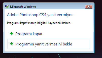  Adobe programlarını kapatan problem